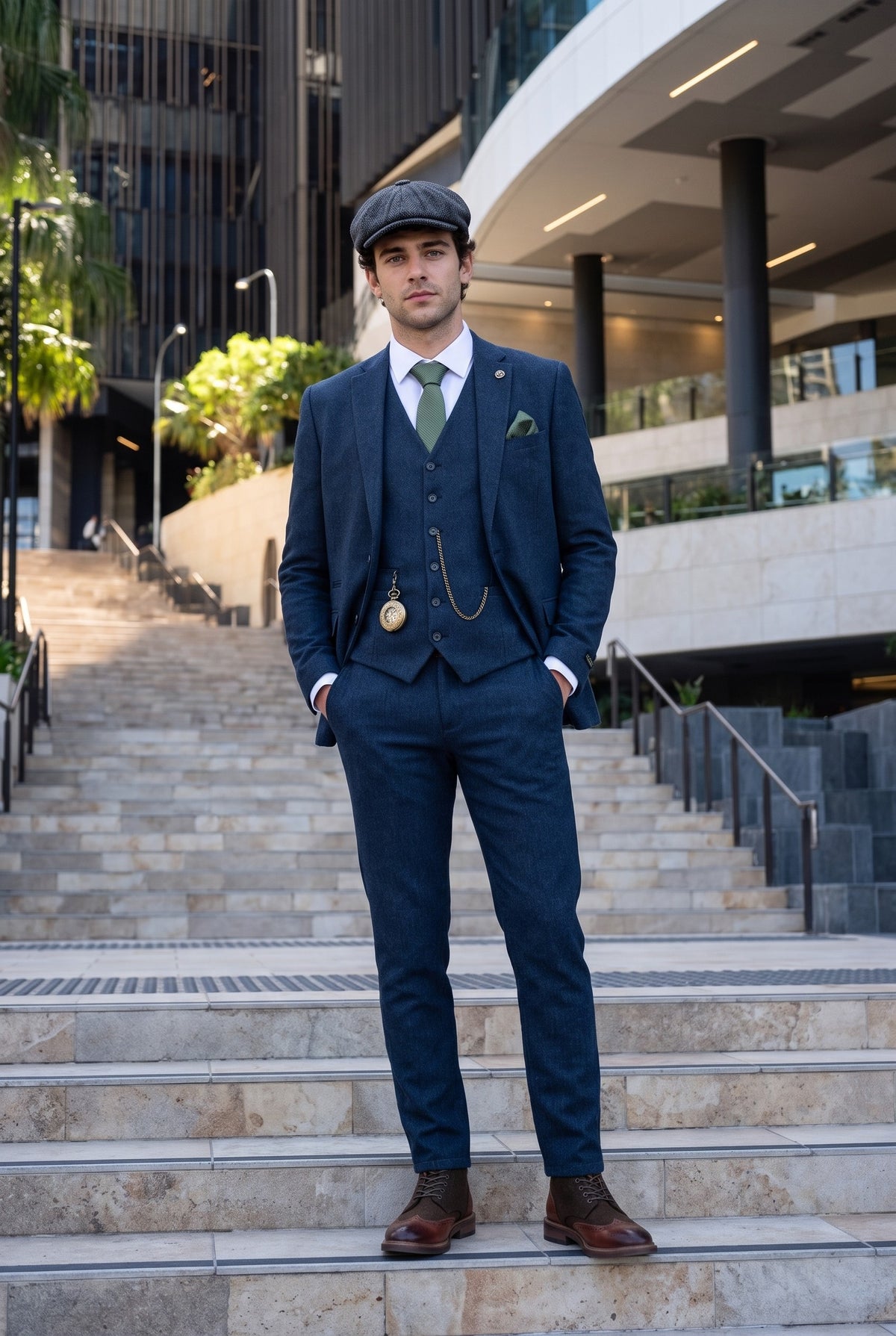 Look #385 styled with Férfi sötétkék Peaky Blinders gyapjúöltöny