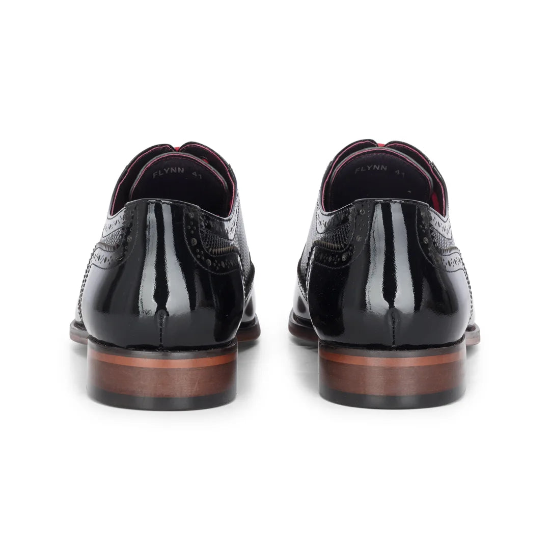 Flynn - Férfi fekete lakkbőr brogue cipő