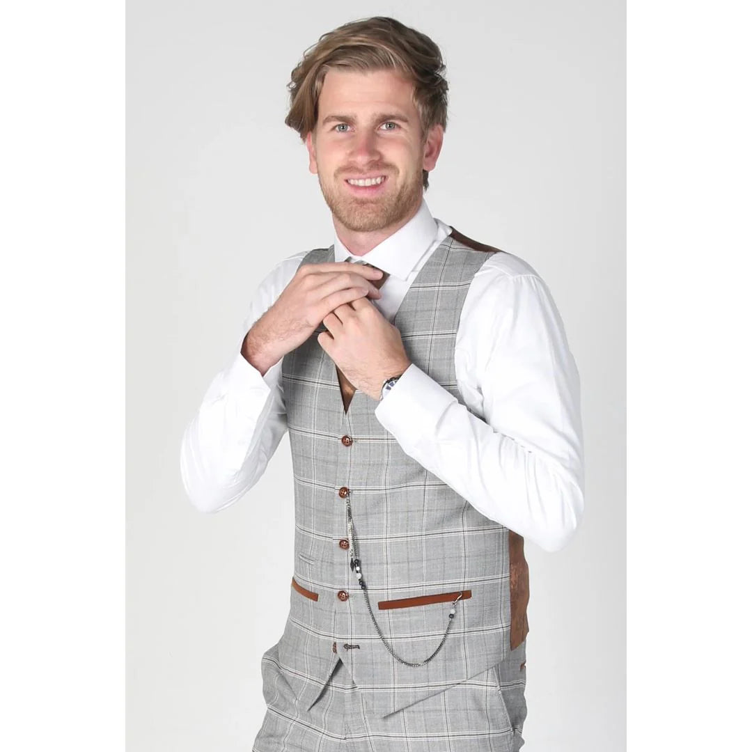 Francis - Men's Grey Check Waistcoat