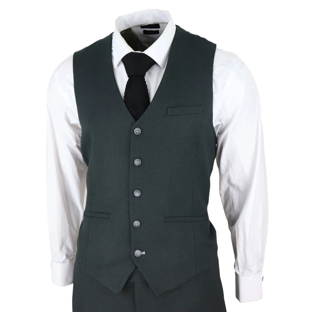 Mens Tweed Olive Green 3 Piece Suit Tailored Fir Classic Vintage 1920s Wedding