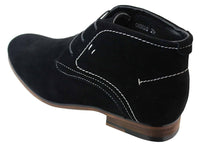 Mens Casual Suede Look Desert Ankle Boots Brown Black Navy Blue Leather Lined