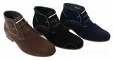 Mens Casual Suede Look Desert Ankle Boots Brown Black Navy Blue Leather Lined