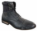 Galax GLX3517 Mens Slim Fit Vintage Retro Sherlock Laced Smart Casual Ankle Boots Leather
