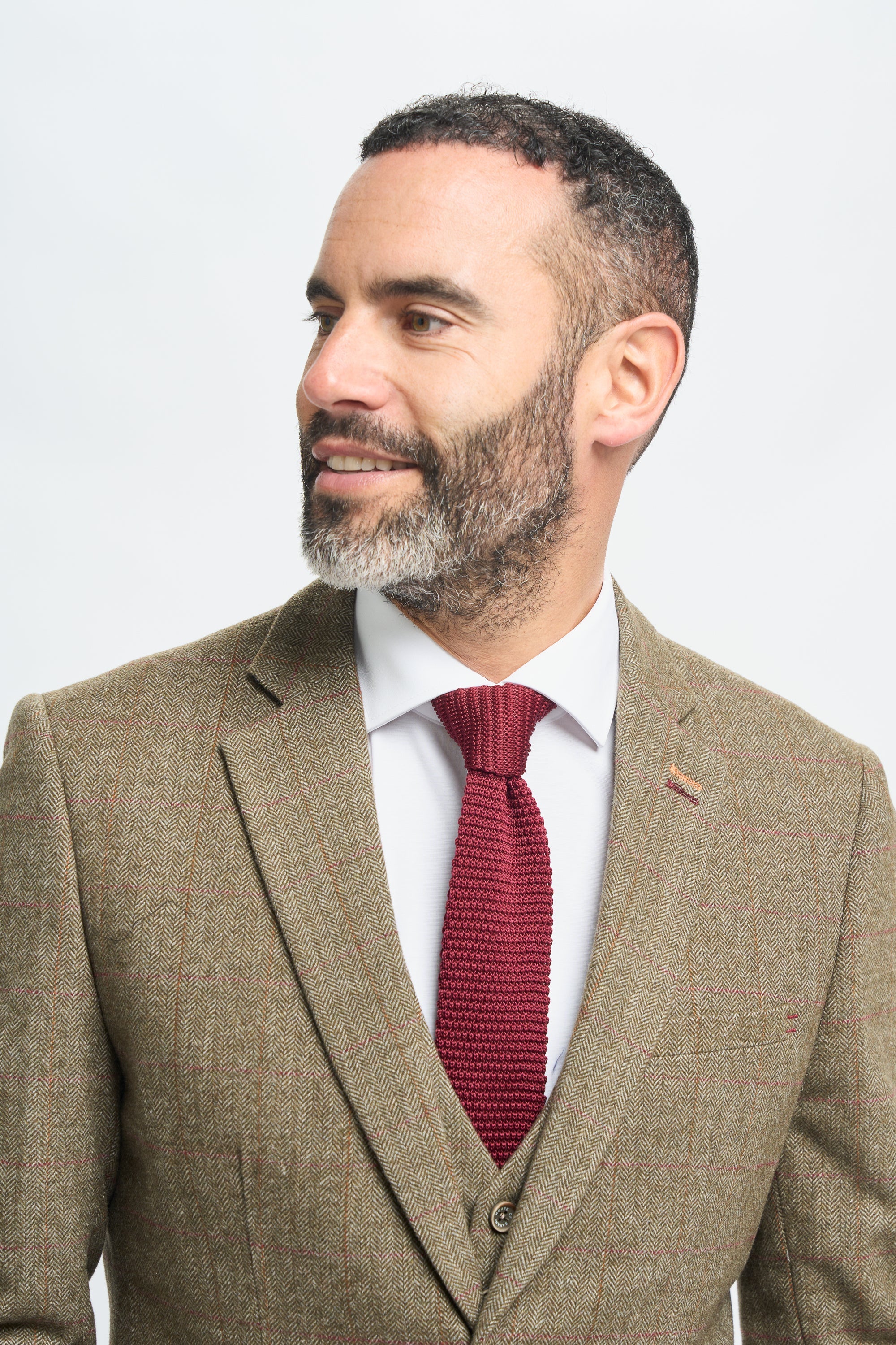 Férfi olívazöld tweed öltöny kockás