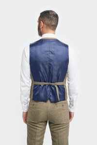 Férfi olívazöld tweed öltöny kockás