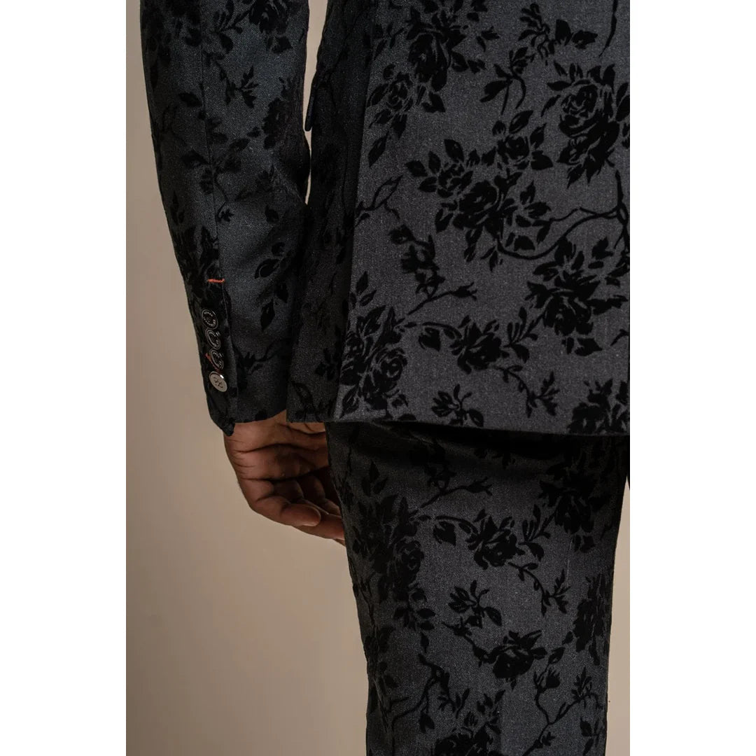 Georgi - Men's Black Floral Blazer