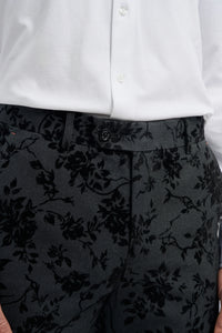 Férfi fekete 3 darabos paisley bársonyöltöny