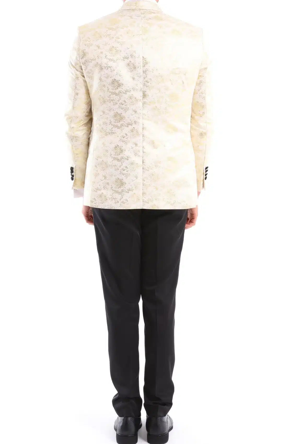 Mens 3 Piece Cream Black Ivory Suit Bow Tie Tuxedo Ceremony Wedding Grooms Prom