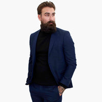 Happy Gentleman BELLO Navy Blue 3 Piece Suit Wool Tailored Fit