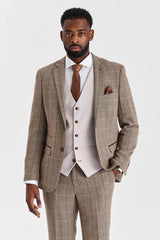Harris barna tweed öltöny Mayfair kőmintás mellénnyel