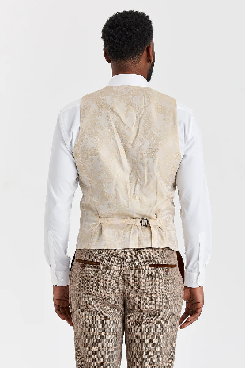 Harris barna tweed öltöny Mayfair kőmintás mellénnyel