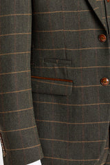 Harris - Zöld Tweed Halszálkamintás Kockás Tweed Zakó