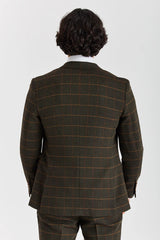 Harris - Zöld Tweed Halszálkamintás Kockás Tweed Zakó