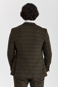 Harris - Zöld Tweed Halszálkamintás Kockás Tweed Zakó