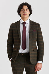 Harris - Zöld Tweed Halszálkamintás Kockás Tweed Zakó