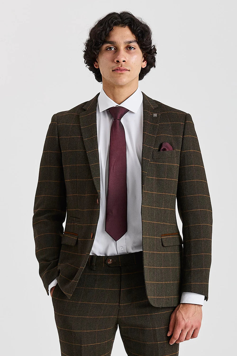 Harris - Zöld Tweed Halszálkamintás Kockás Tweed Zakó
