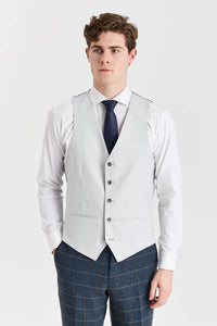 Harris sötétkék tweed öltöny kontrasztos Belmont ezüst mellénnyel