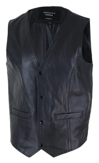 Mens Black Hide Leather Waistcoat