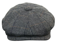 Mens Tweed Check Peaky Blinders Cap