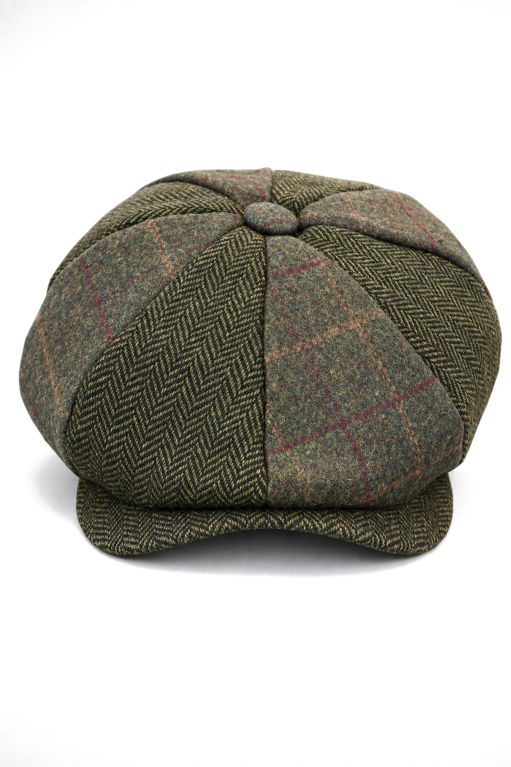 HT6325 - Férfi kockás halszálkás tweed keverék 8 paneles újságos sapka