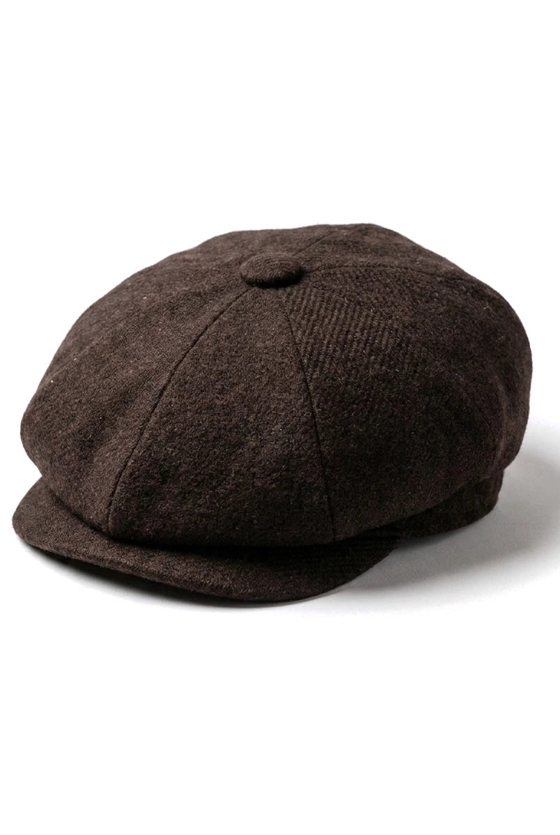 HT6363 - Férfi Vintage Tweed Newsboy Peaky Blinders Sapka - Barna/Borszínű