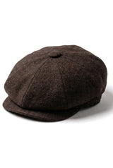 HT6363 - Férfi Vintage Tweed Newsboy Peaky Blinders Sapka - Barna/Borszínű