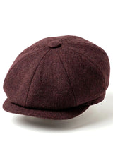 HT6363 - Férfi Vintage Tweed Newsboy Peaky Blinders Sapka - Barna/Borszínű