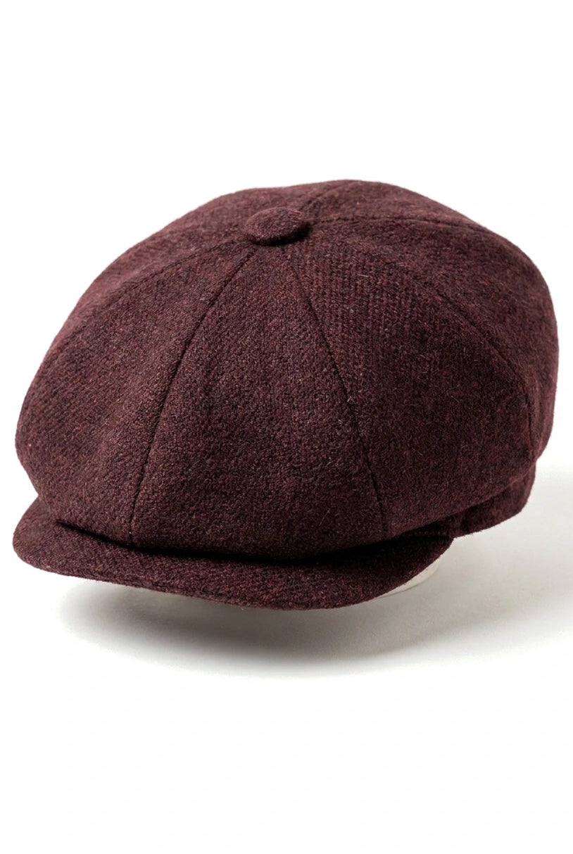 HT6363 - Férfi Vintage Tweed Newsboy Peaky Blinders Sapka - Barna/Borszínű