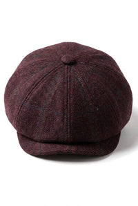 HT6363 - Férfi Vintage Tweed Newsboy Peaky Blinders Sapka - Barna/Borszínű