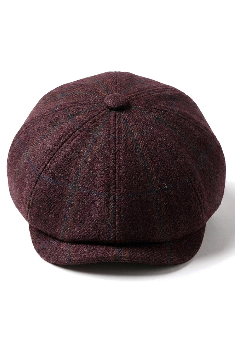 HT6363 - Férfi Vintage Tweed Newsboy Peaky Blinders Sapka - Barna/Borszínű