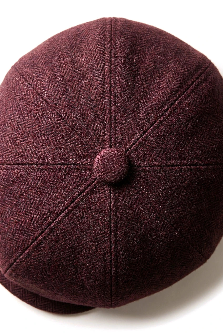 HT6363 - Férfi Vintage Tweed Newsboy Peaky Blinders Sapka - Barna/Borszínű