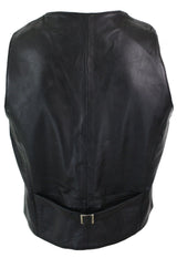 Infinity 153 Napa - Mens Real Leather Gilet Waistcoat Classic Vintage Retro Black
