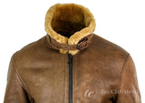 Infinity Rikardo Mens Retro Vintage Classic Real Sheepskin RAF Pilot Flying Jacket Tan Ginger Fur Zip