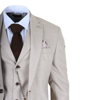 James - Férfi 3 részes krémszínű, szabott öltöny