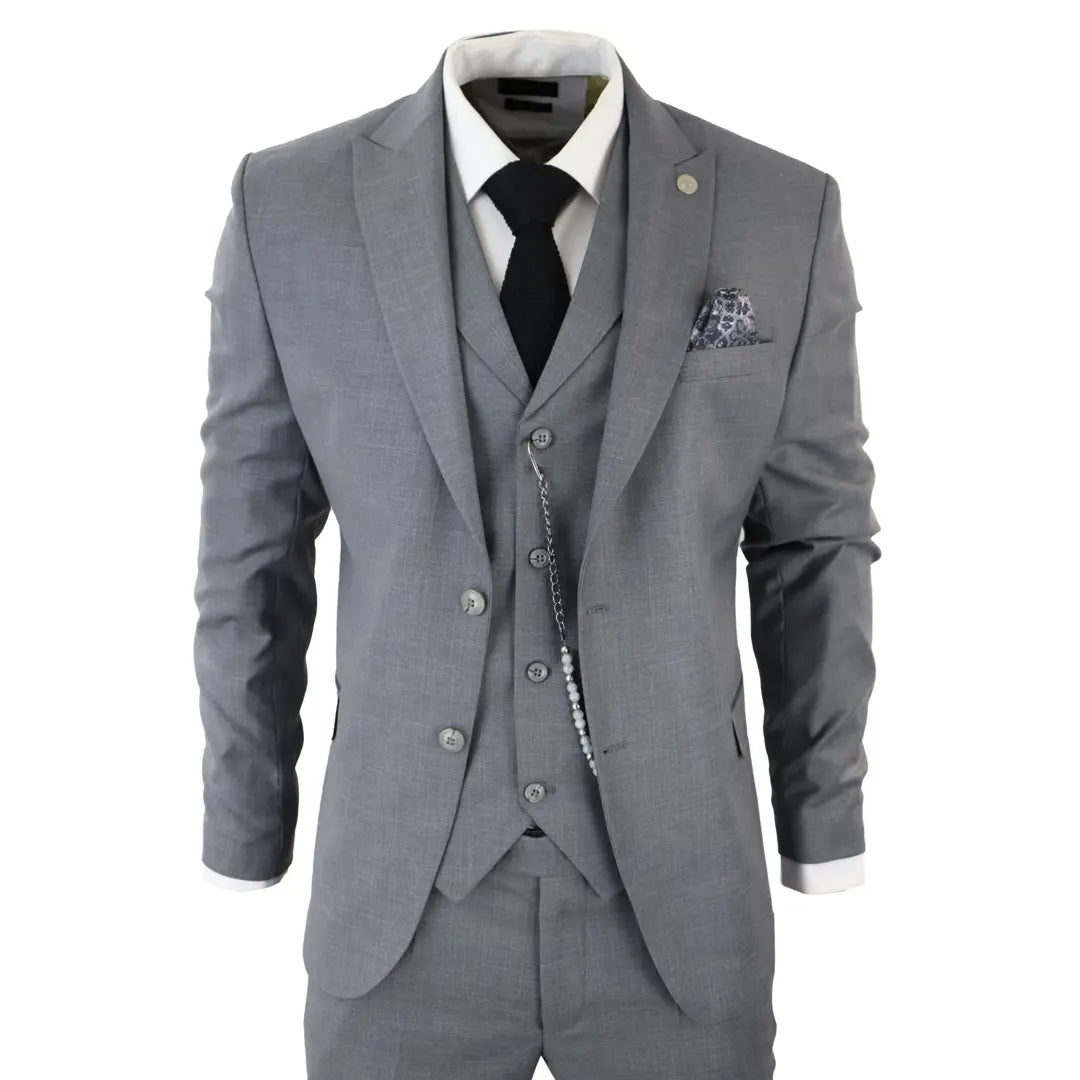 James Men's 3-Piece Grey Classic Fit Suit