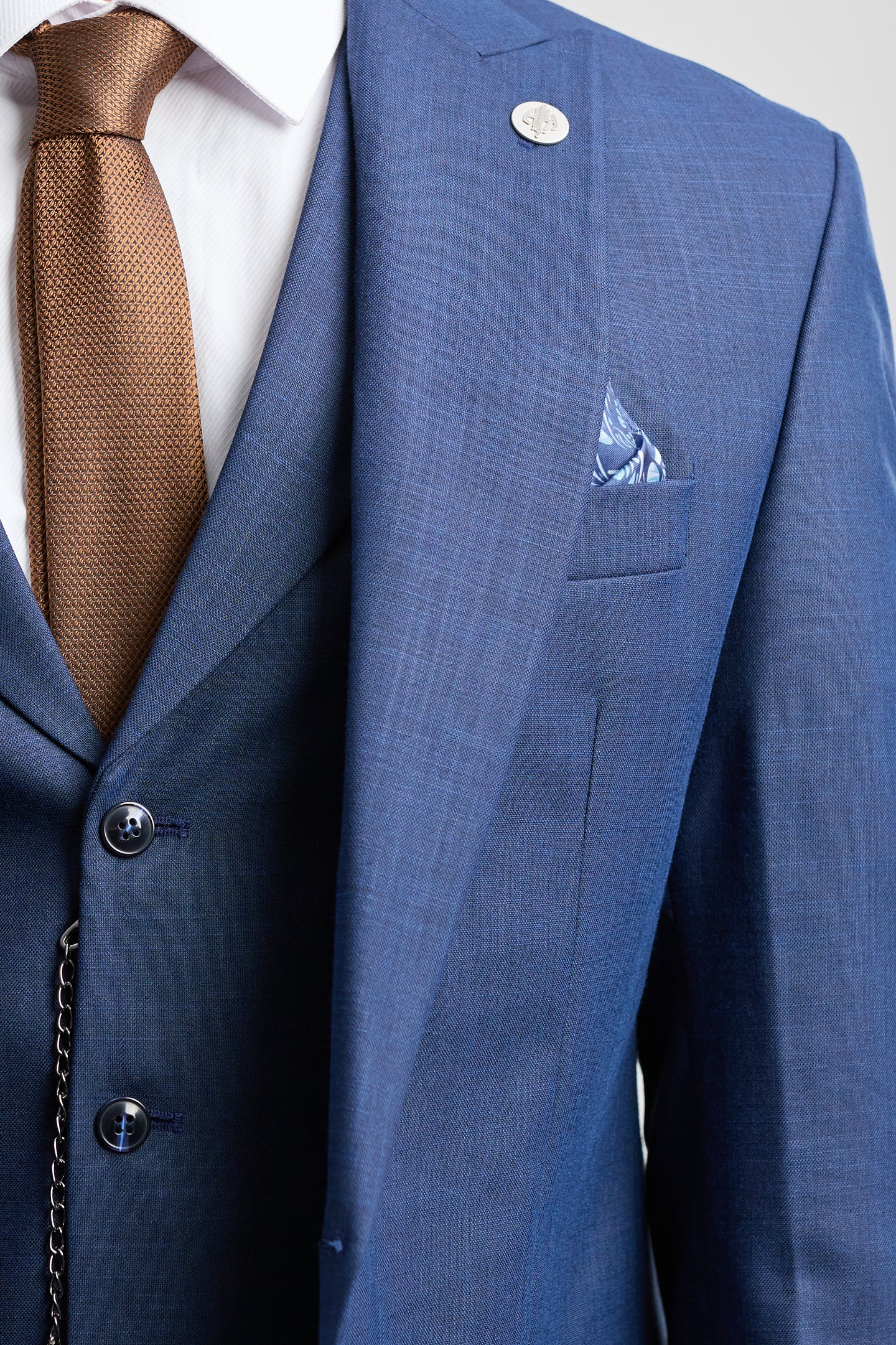 James férfi 3 részes sötétkék, szabott szabású öltöny