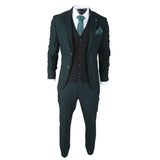 Jasper - Men's 3 Piece Olive Green Suit With Black Waistcoat