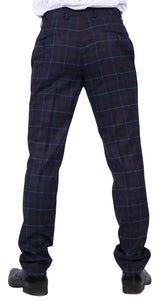 Kenneth - Men's Navy Tweed Check Trousers