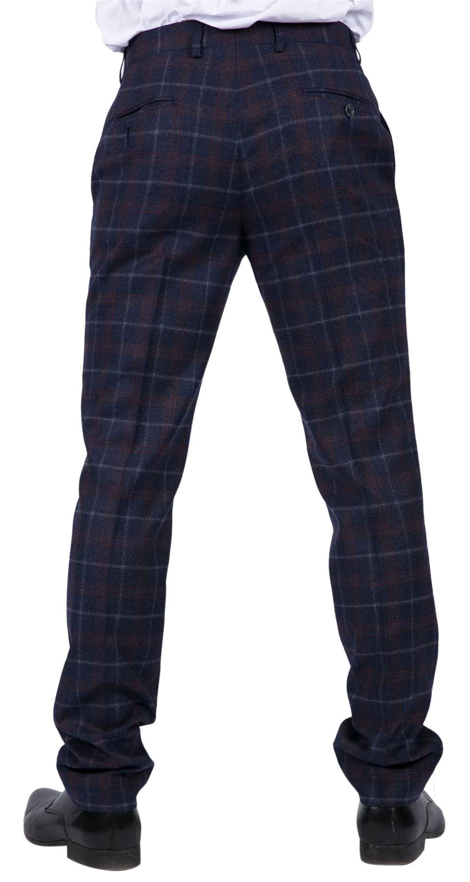 Kenneth - Men's Navy Tweed Check Trousers