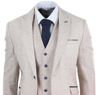 Mens Cream Vintage 3 Piece Suit