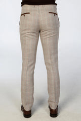 Leo - Men's Beige Checked Trousers