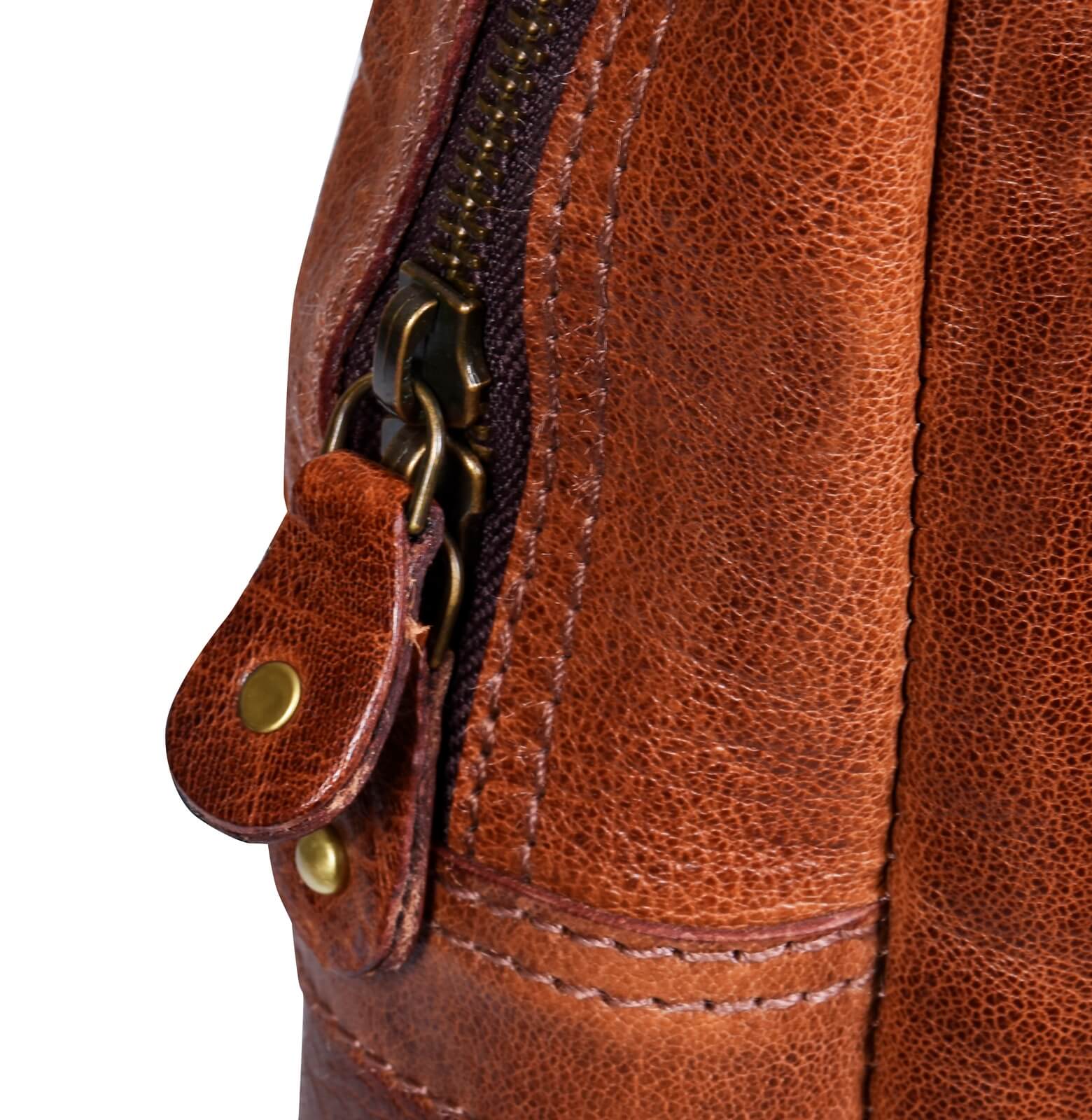 Real Leather Carry On Overnight Bag - Tan,