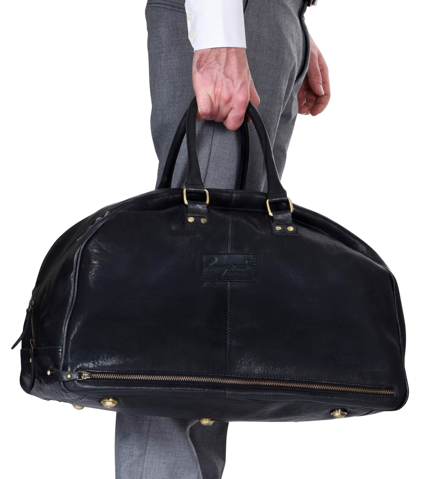 Mens Hand Made Real Leather Travel Bag - Black