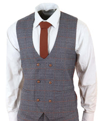 Grey 3 Piece Suit with Double Breasted Waistcoat