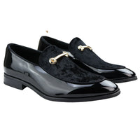 Men's Moccasin Loafers Shoes Leather Black Lined Slip On Velvet Smart Formal Shoe