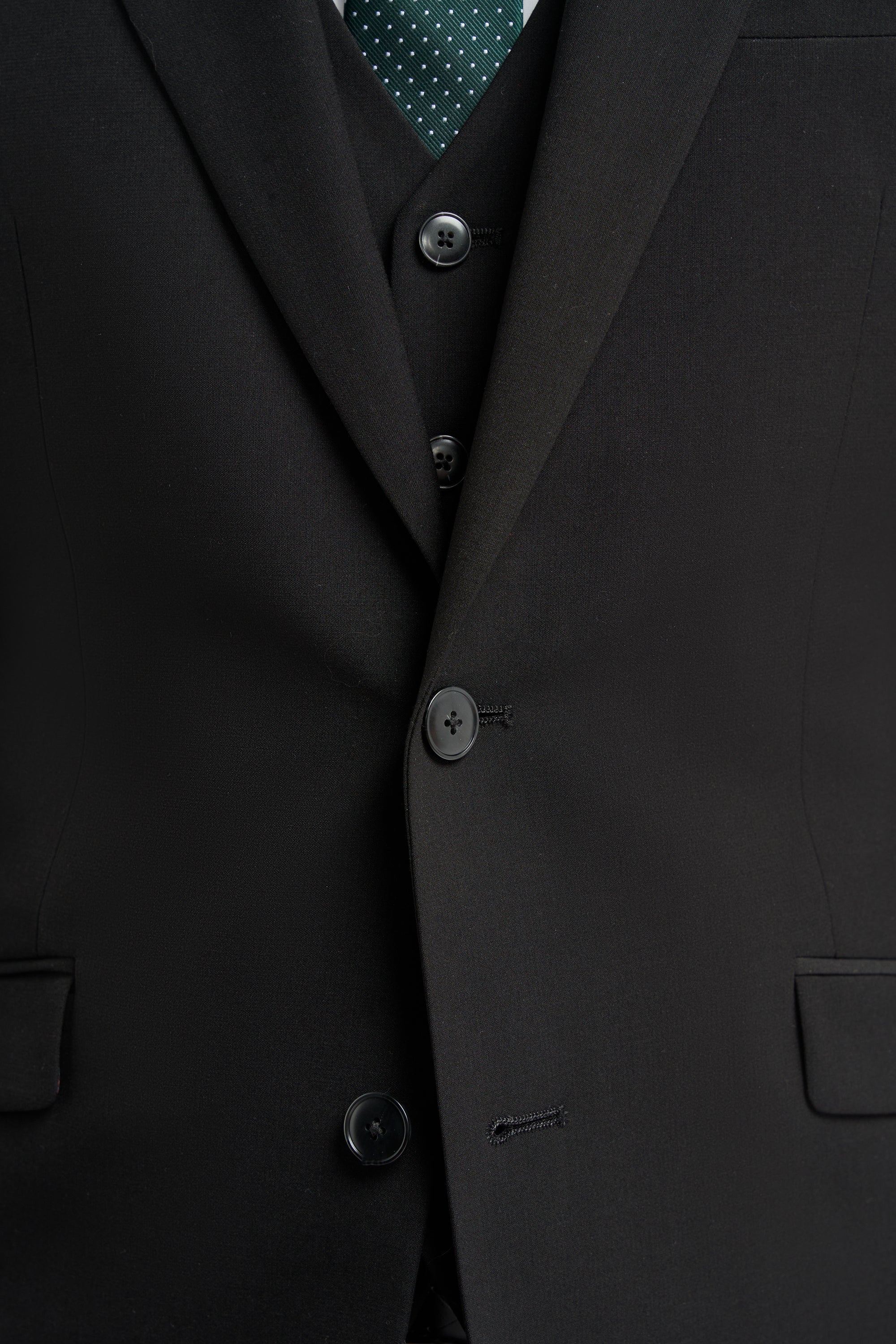 Malibu - Men's Black 3 Piece Tailored Fit Suit