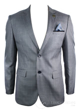 Mens Tweed Vintage Retro Grey Checked Blazer Elbow Patch Black Trim Tailored