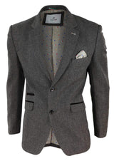 Mens Herringbone Tweed Blazer - Cavani Martez - Tan