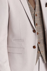 Mayfair kőtextúrájú öltöny Harris barna tweed mellénnyel