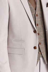Mayfair kőtextúrájú öltöny Harris barna tweed mellénnyel